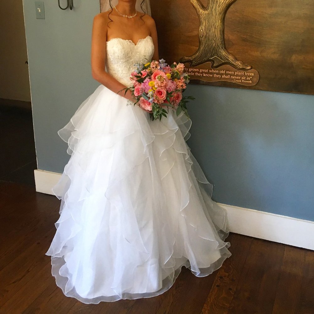 Wedding dress + petticoat from David's bridal